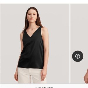 Lilysilk double v neck in navy